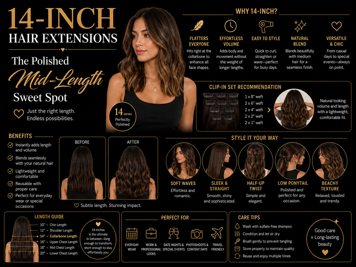 14-Inch Hair Extensions: The Polished Mid-Length Sweet Spot