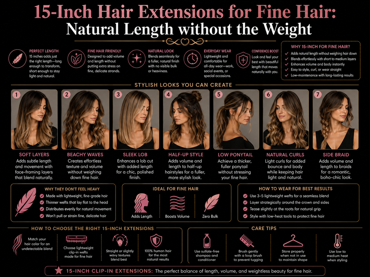 15-Inch Hair Extensions for Fine Hair: Natural Length without the Weight