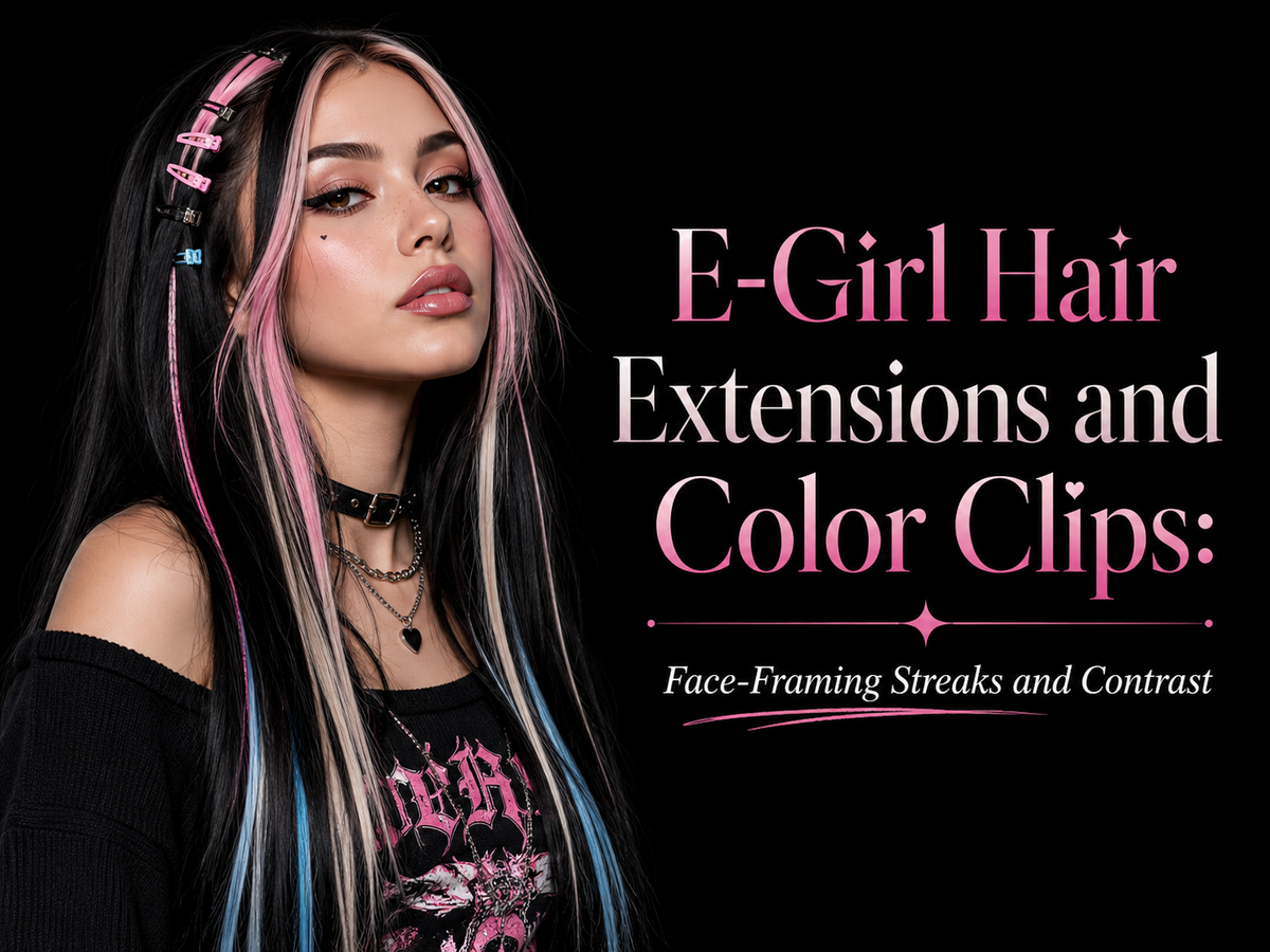 E-Girl Hair Extensions and Color Clips: Face-Framing Streaks and Contrast