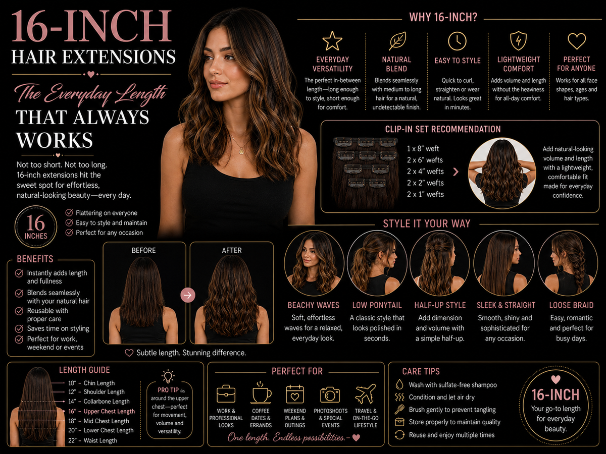16-Inch Hair Extensions: The Everyday Length that Always Works