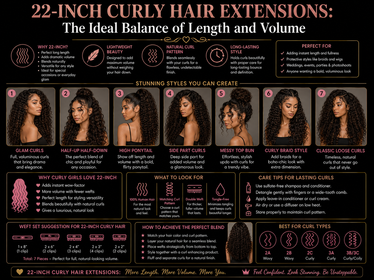 22-Inch Curly Hair Extensions: The Ideal Balance of Length and Volume