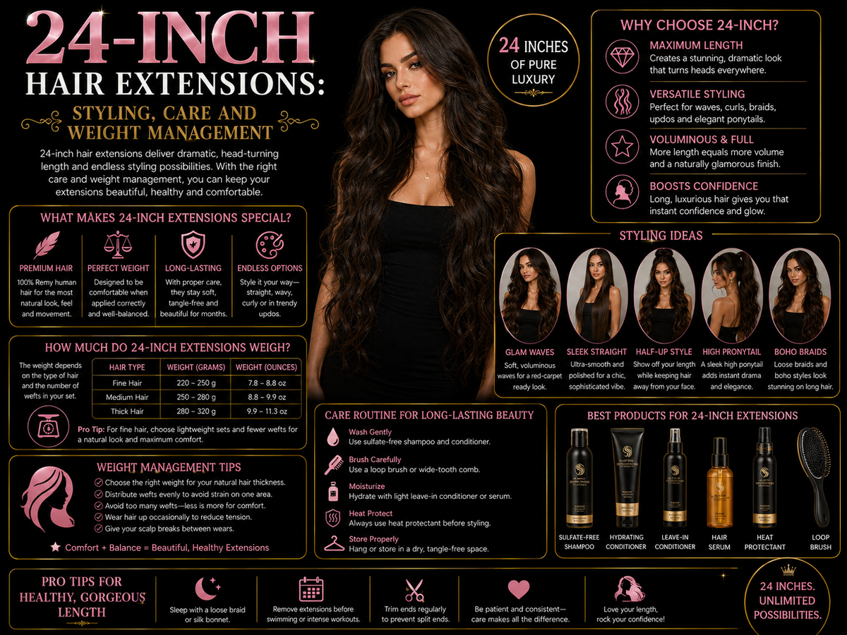 24-Inch Hair Extensions: Styling, Care and Weight Management