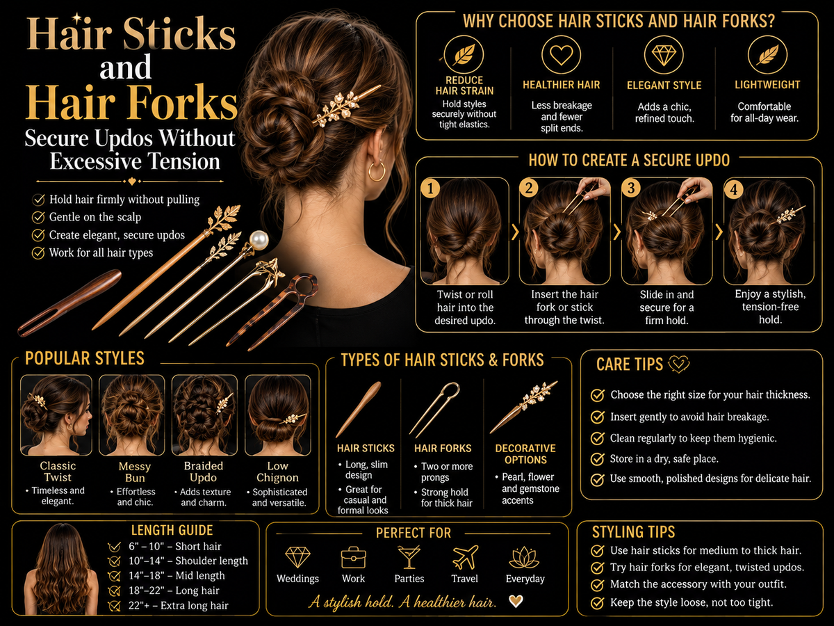 Hair Sticks and Hair Forks: Secure Updos Without Excessive Tension