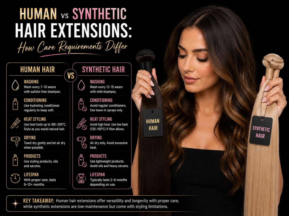 Human vs Synthetic Hair Extensions: How Care Requirements Differ