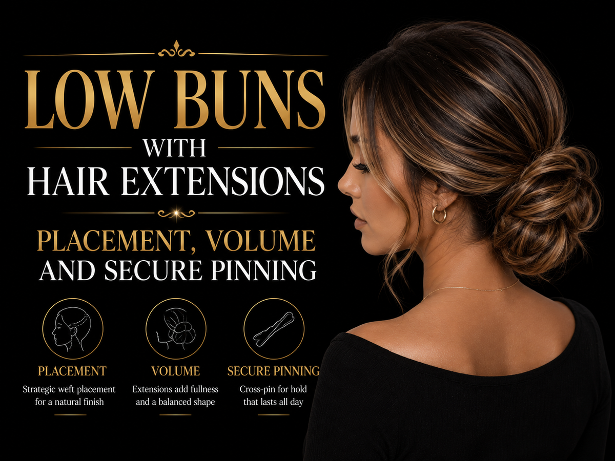 Low Buns with Hair Extensions: Placement, Volume and Secure Pinning