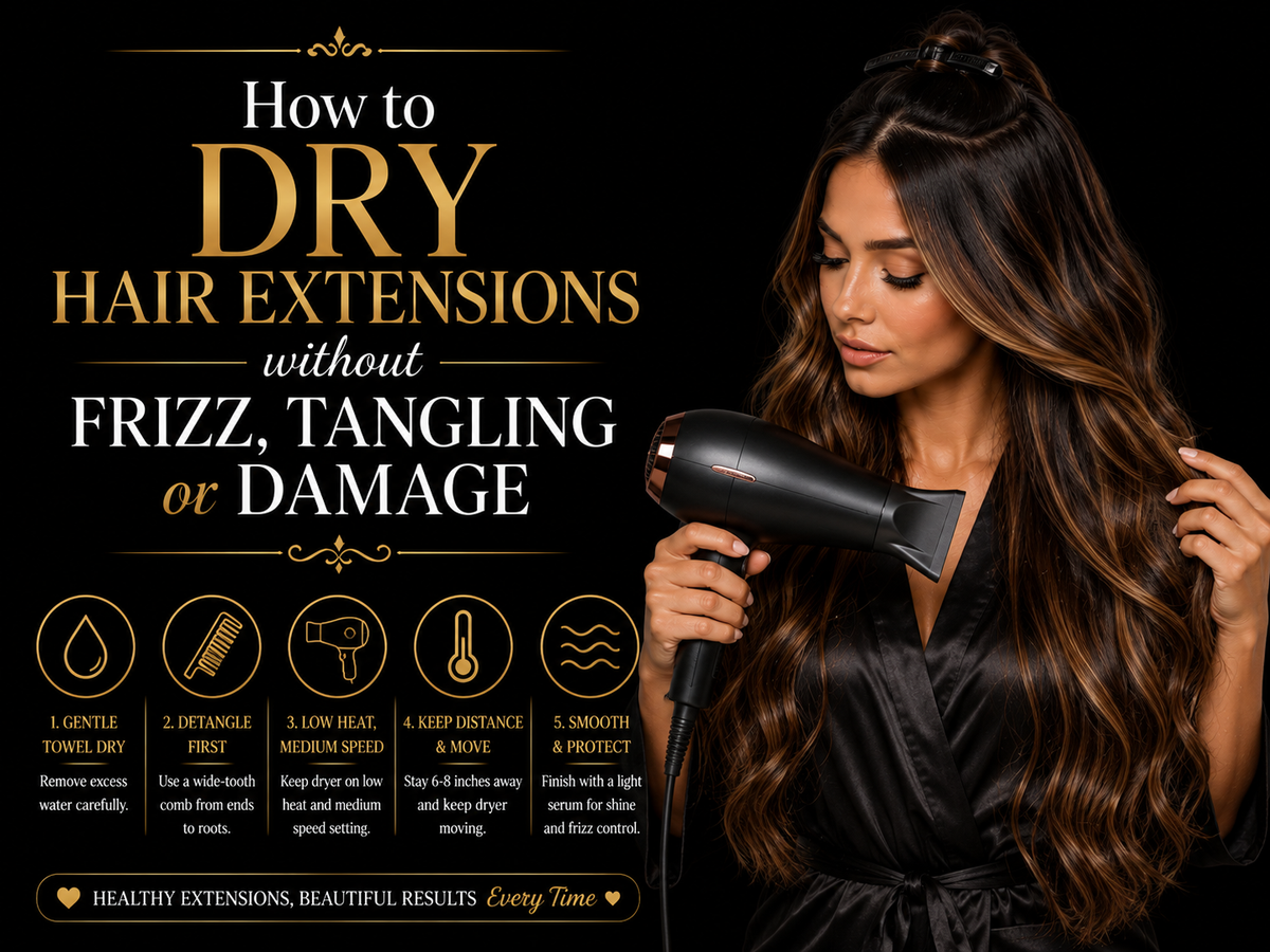 How to Dry Hair Extensions without Frizz, Tangling or Damage