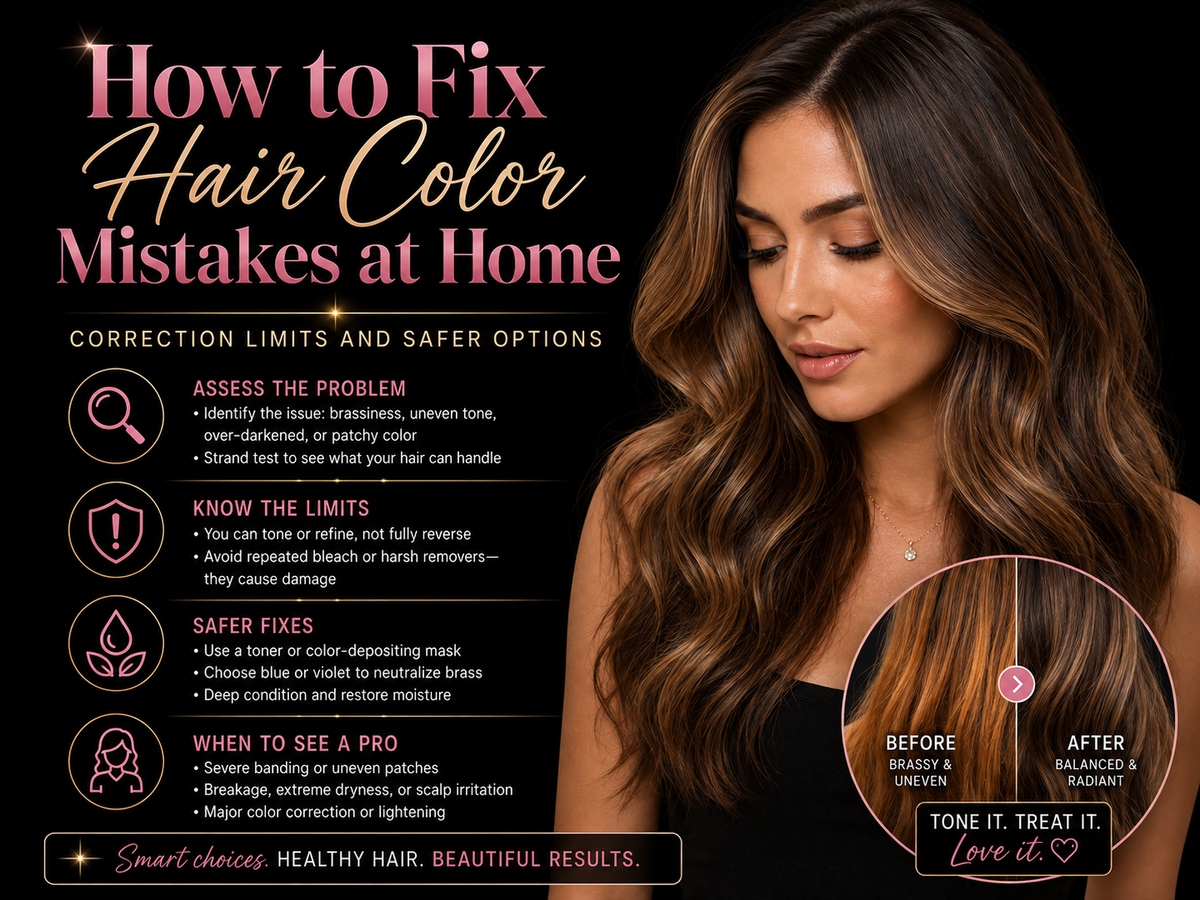 How to Fix Hair Color Mistakes at Home: Correction Limits and Safer Options