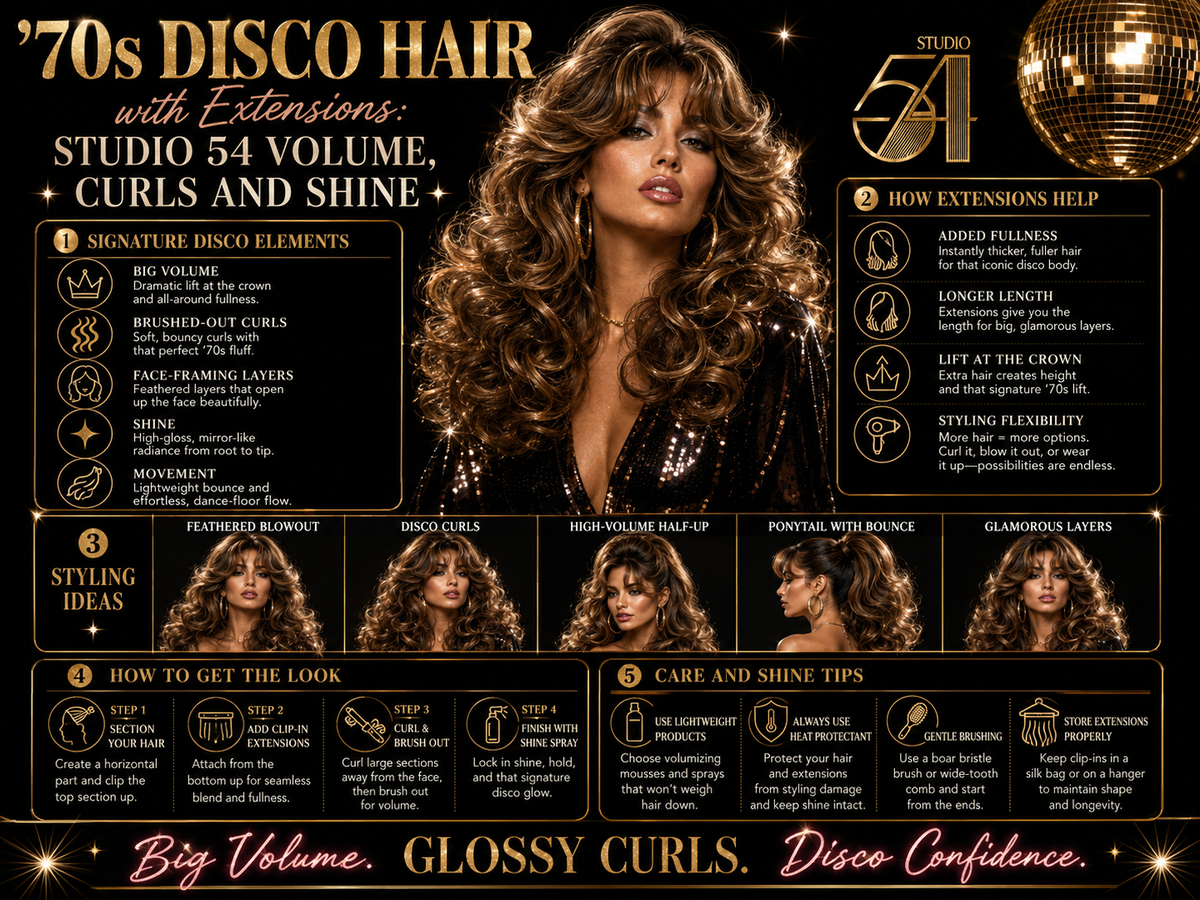 70s Disco Hair with Extensions: Studio 54 Volume, Curls and Shine