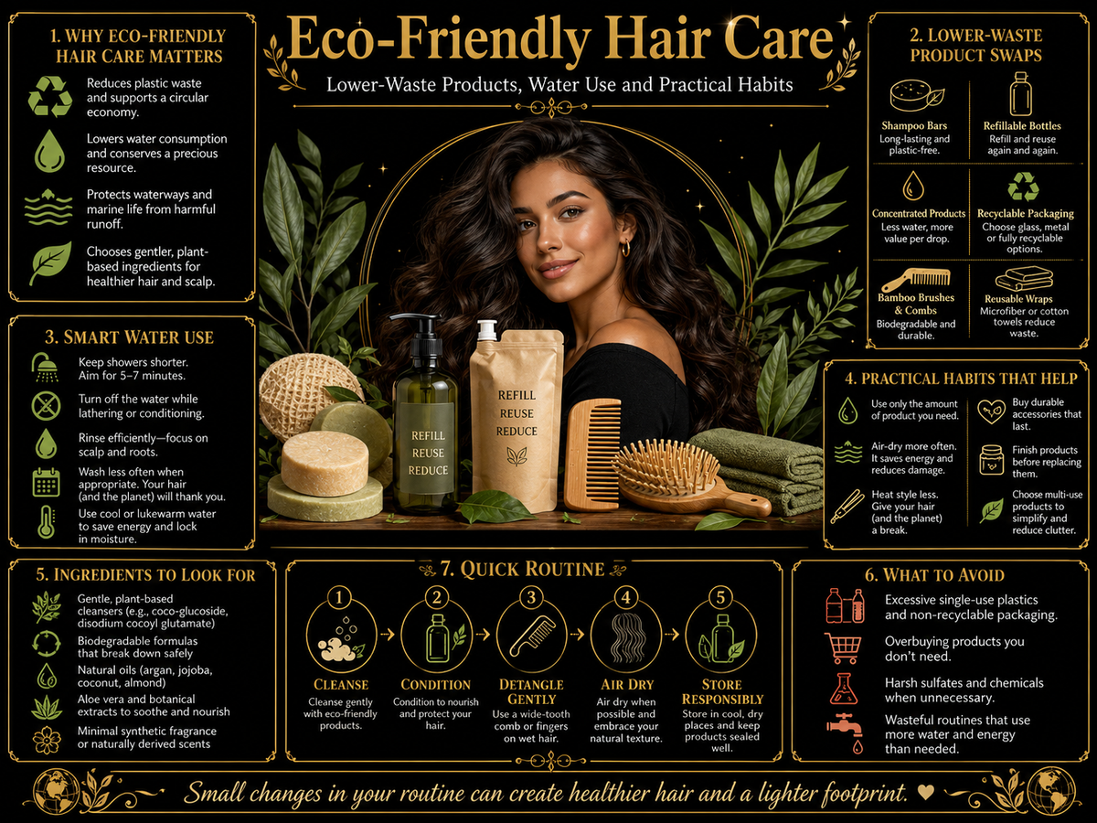 Eco-Friendly Hair Care: Lower-Waste Products, Water Use and Practical Habits