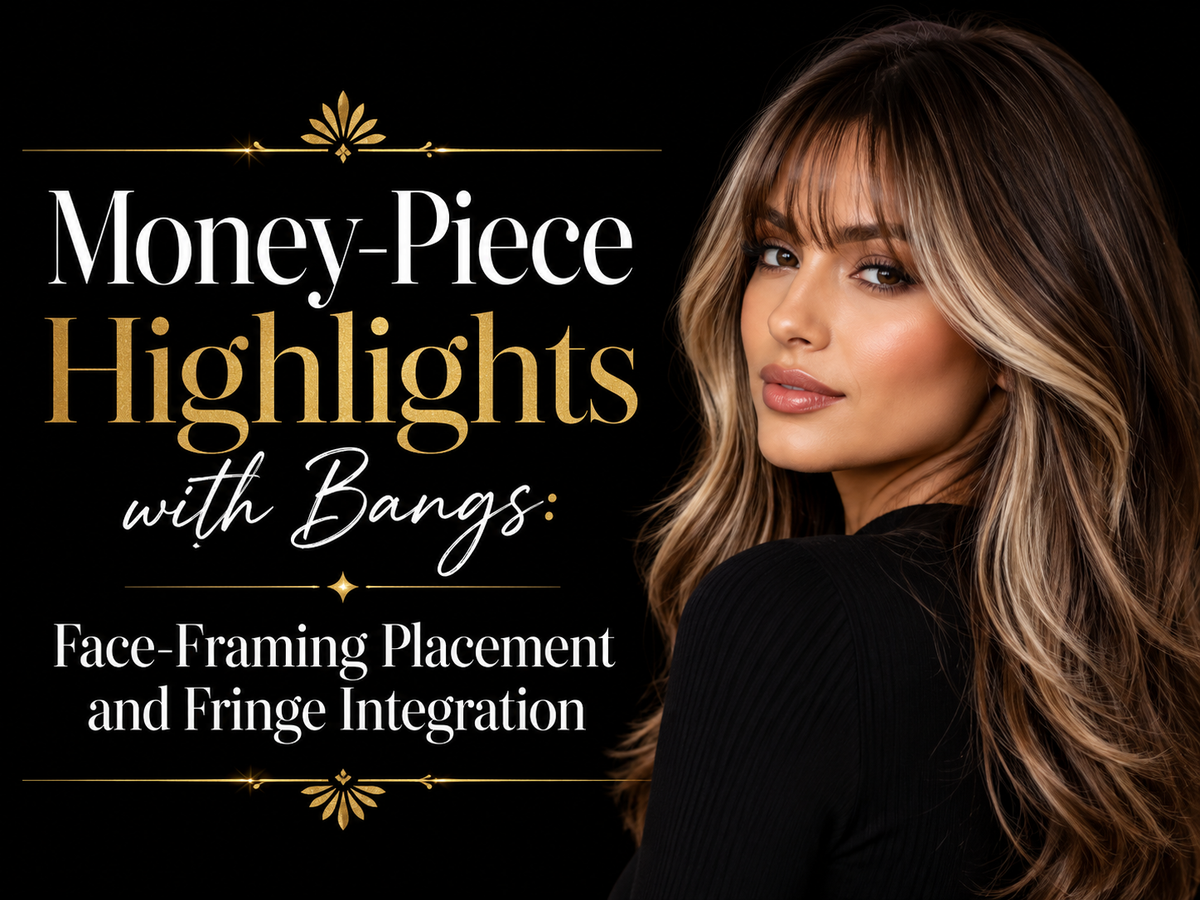 Money-Piece Highlights with Bangs: Face-Framing Placement and Fringe Integration