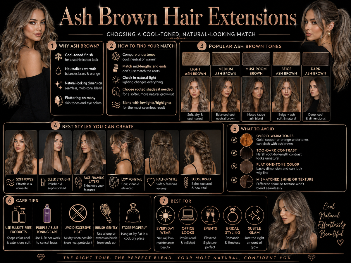 Ash Brown Hair Extensions: Choosing a Cool-Toned, Natural-Looking Match