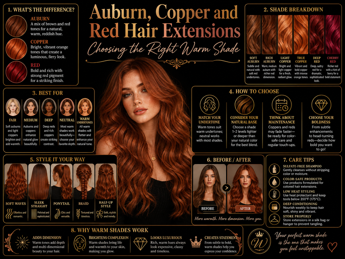 Auburn, Copper and Red Hair Extensions: Choosing the Right Warm Shade