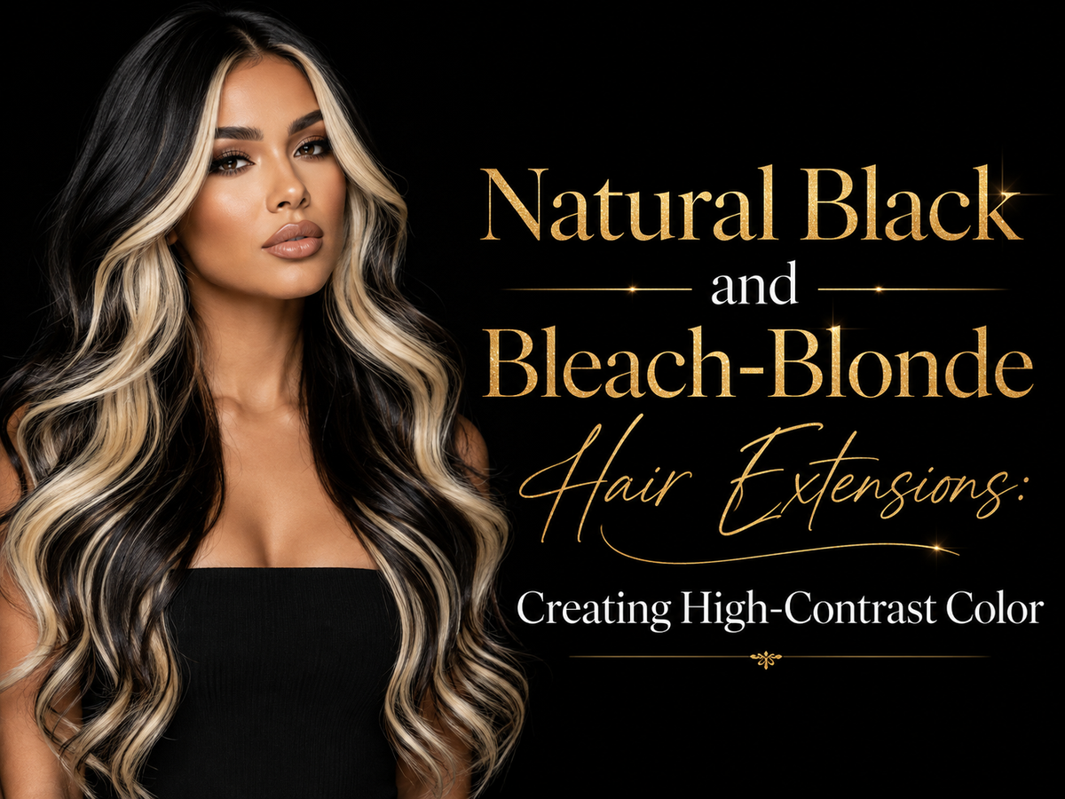 Natural Black and Bleach-Blonde Hair Extensions: Creating High-Contrast Color