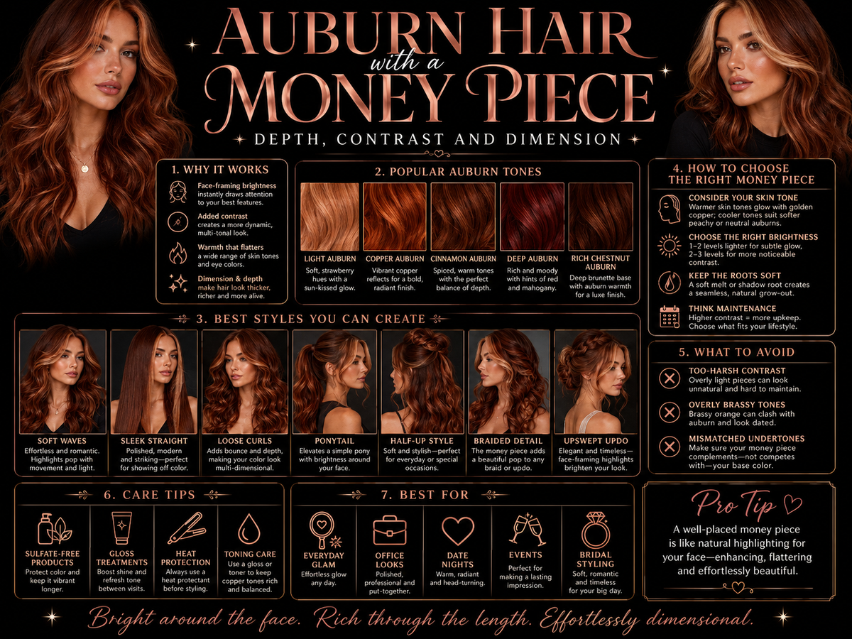 Auburn Hair with a Money Piece: Depth, Contrast and Dimension