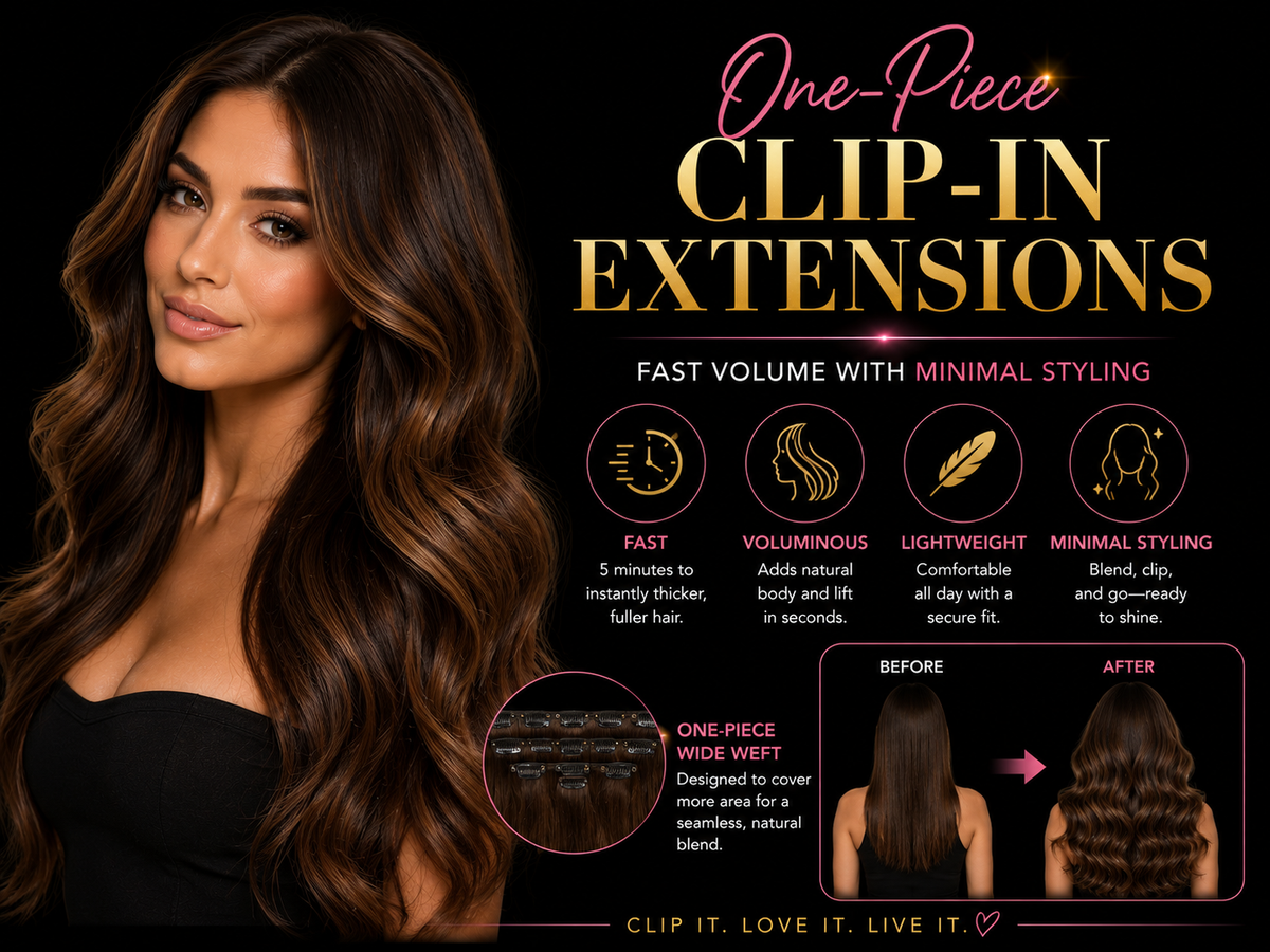One-Piece Clip-In Extensions: Fast Volume with Minimal Styling