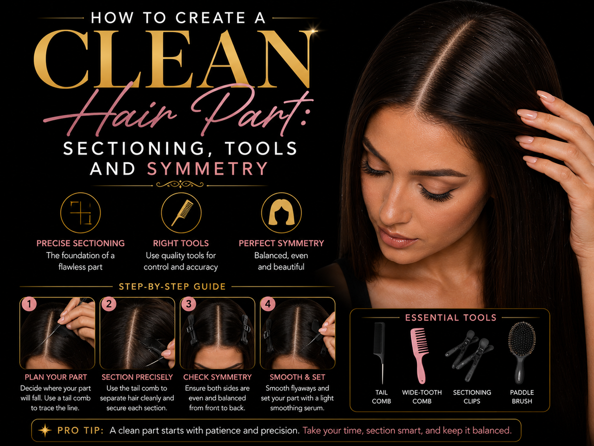 How to Create a Clean Hair Part: Sectioning, Tools and Symmetry
