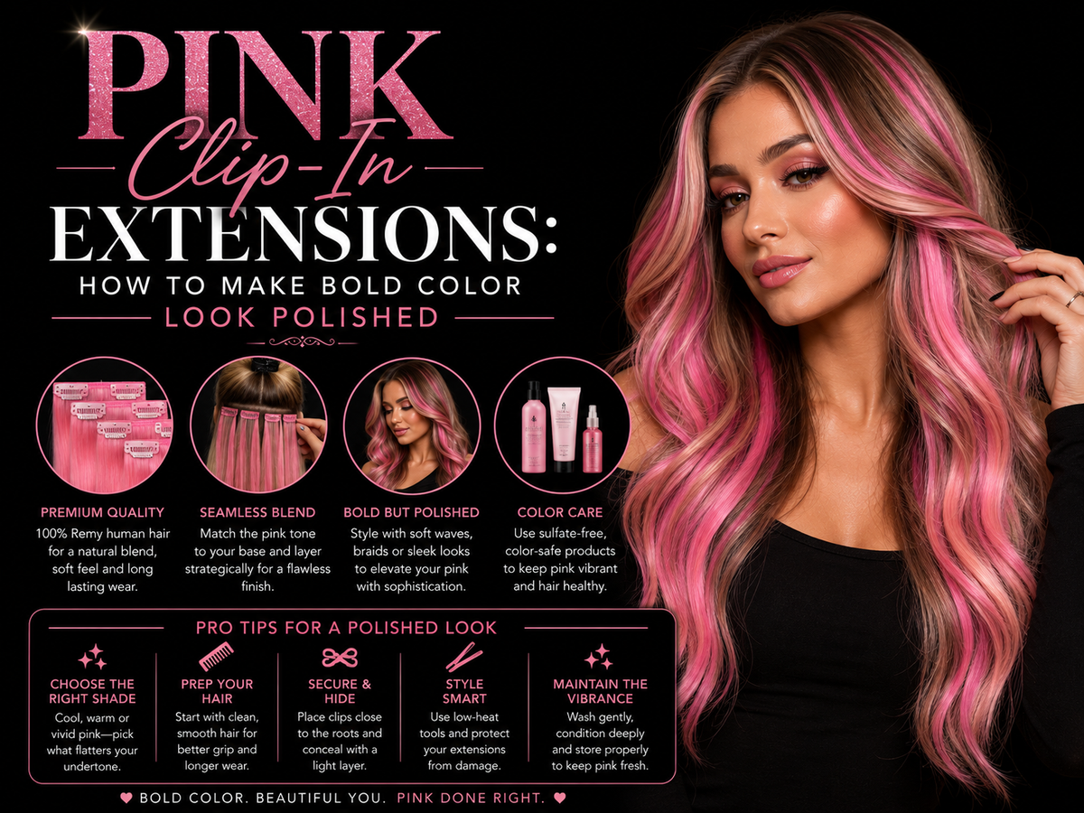 Pink Clip-In Extensions: How to Make Bold Color Look Polished