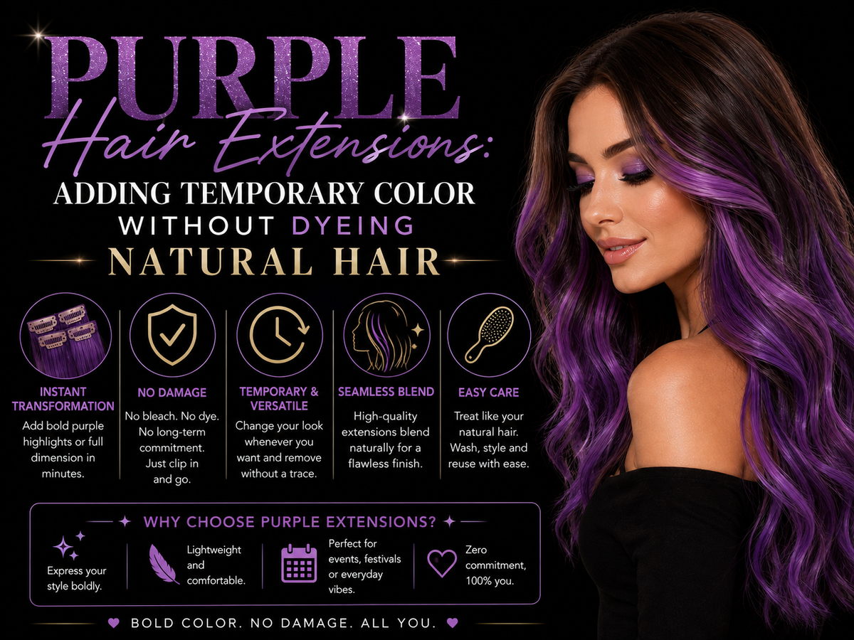 Purple Hair Extensions: Adding Temporary Color Without Dyeing Natural Hair