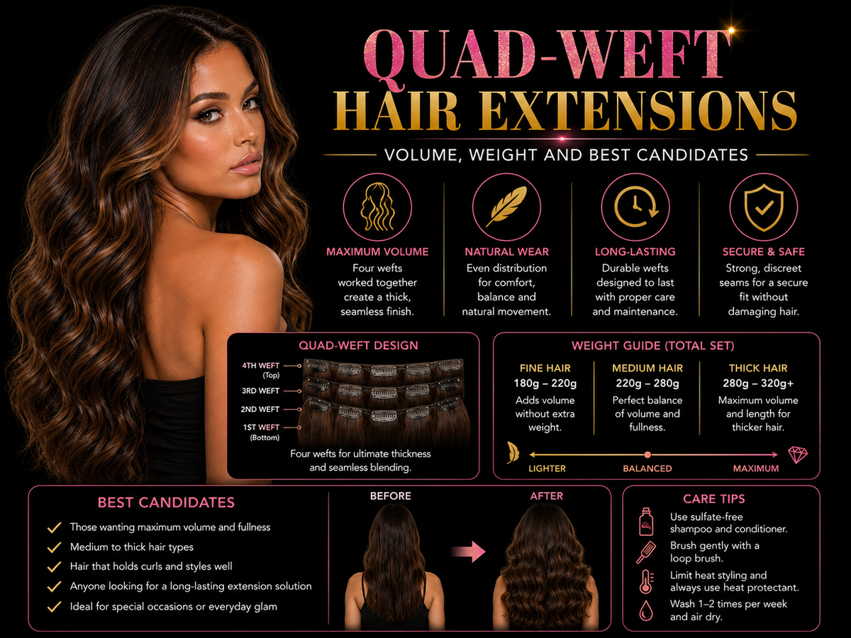 Quad-Weft Hair Extensions: Volume, Weight and Best Candidates
