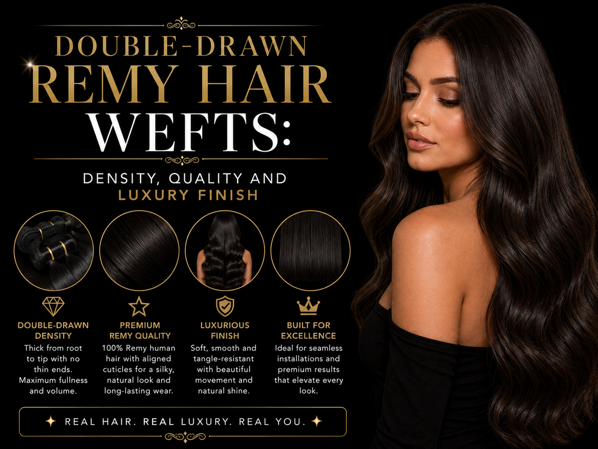 Double-Drawn Remy Hair Wefts: Density, Quality and Luxury Finish