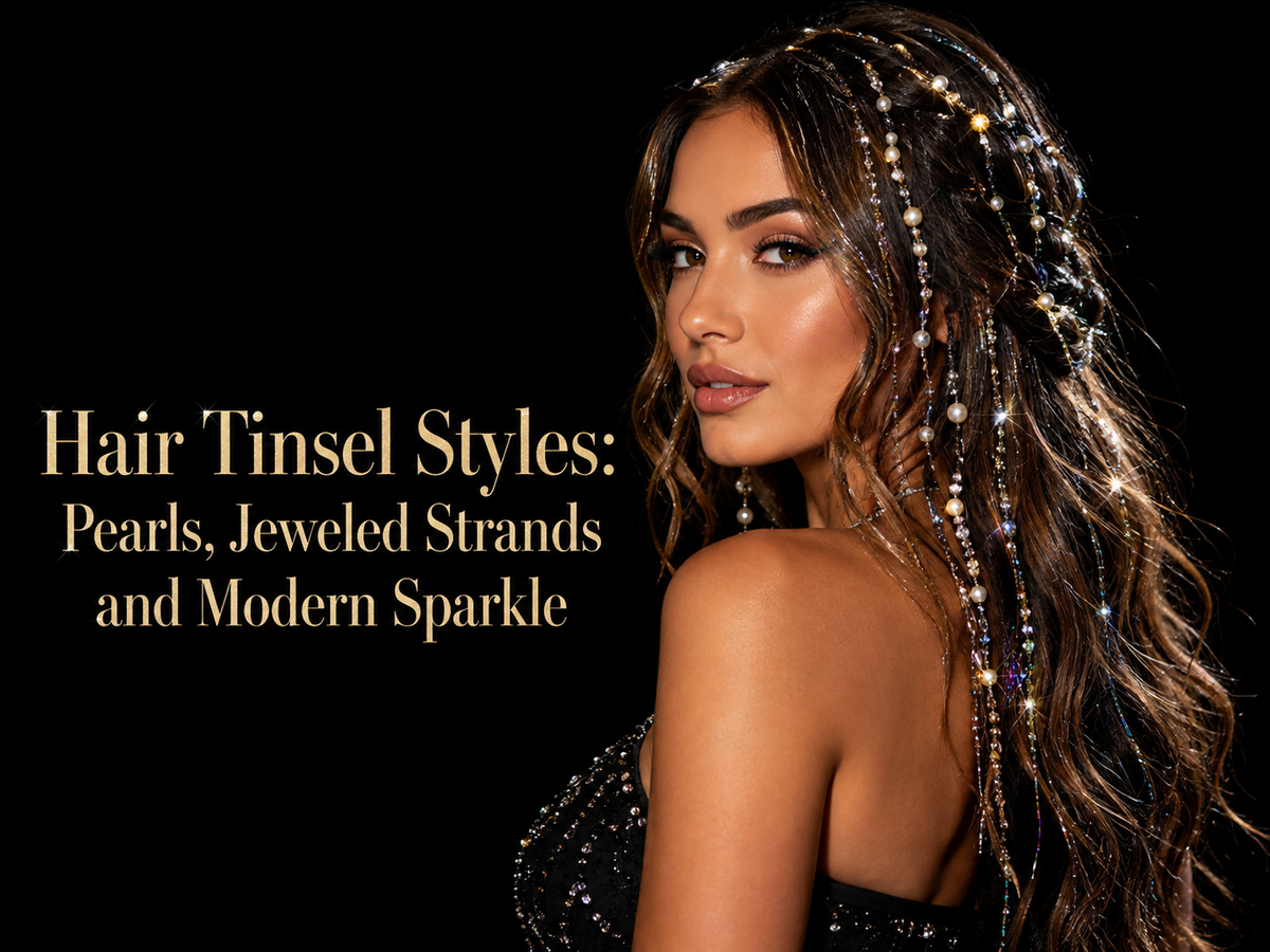 Hair Tinsel Styles: Pearls, Jeweled Strands and Modern Sparkle