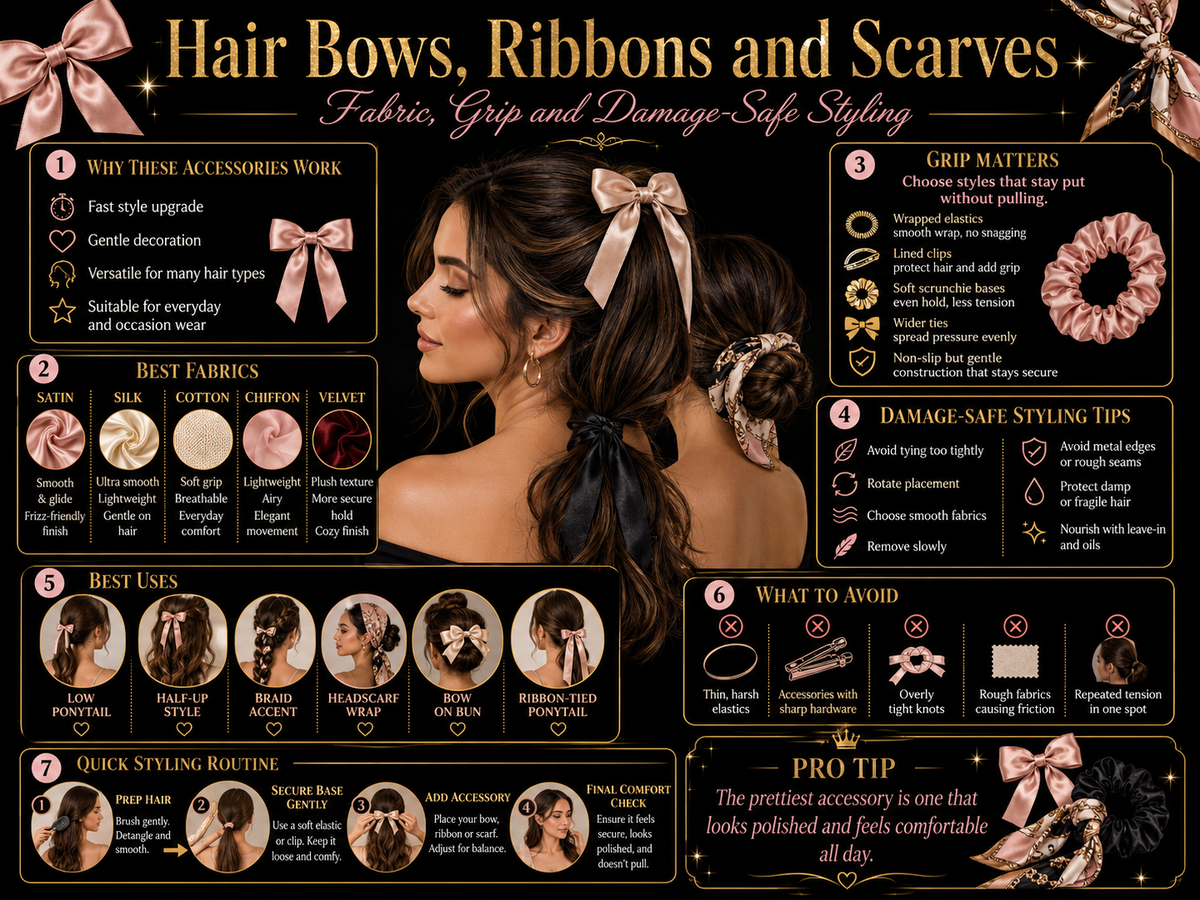 Hair Bows, Ribbons and Scarves: Fabric, Grip and Damage-Safe Styling