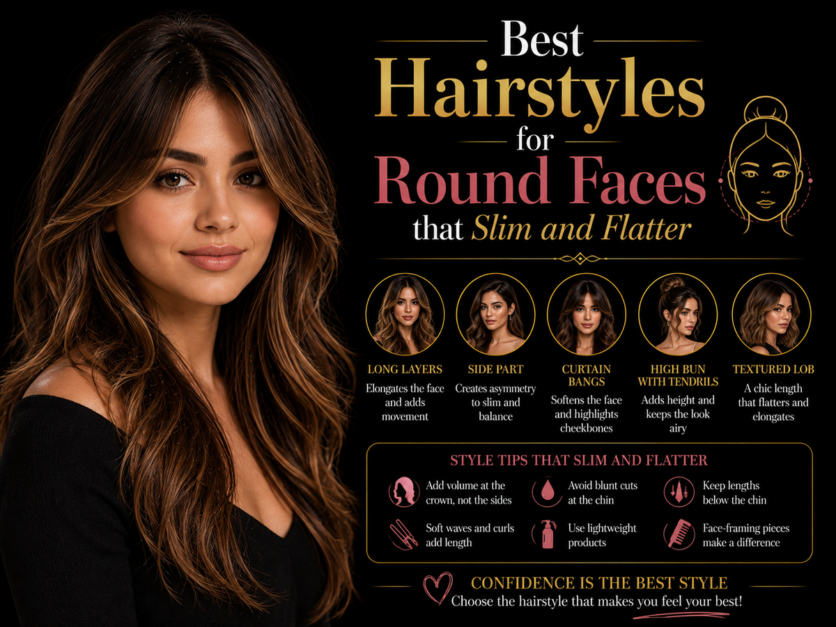 Best Hairstyles for Round Faces that Slim and Flatter