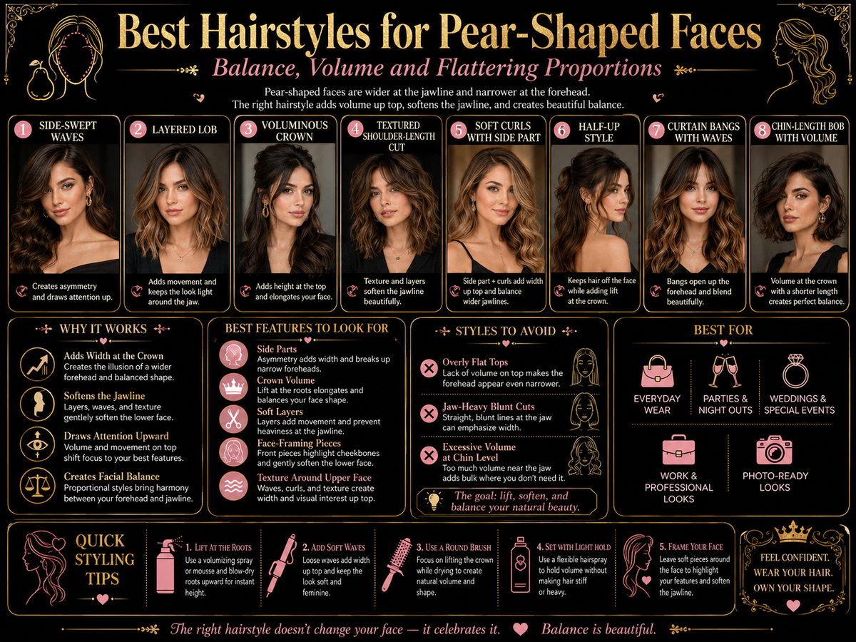 Best Hairstyles for Pear-Shaped Faces: Balance, Volume and Flattering Proportions