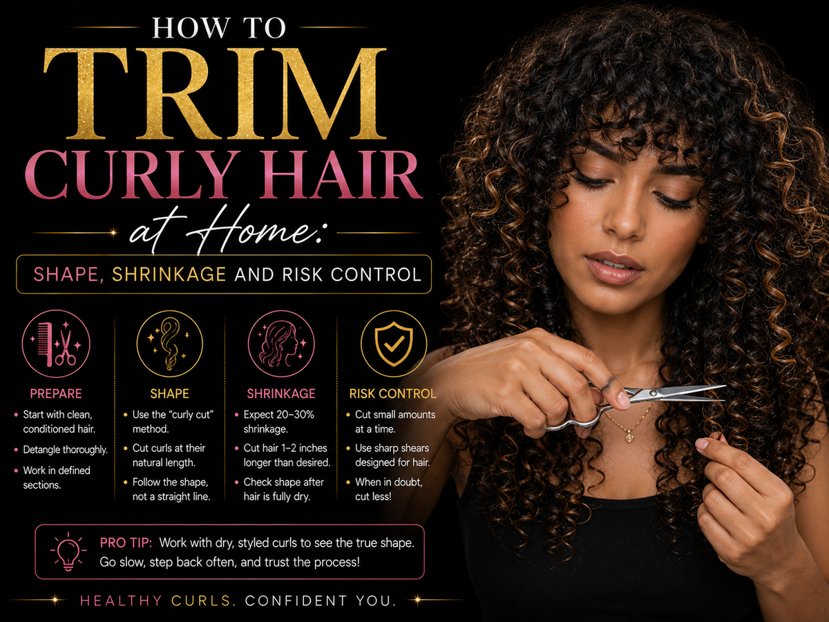 How to Trim Curly Hair at Home: Shape, Shrinkage and Risk Control