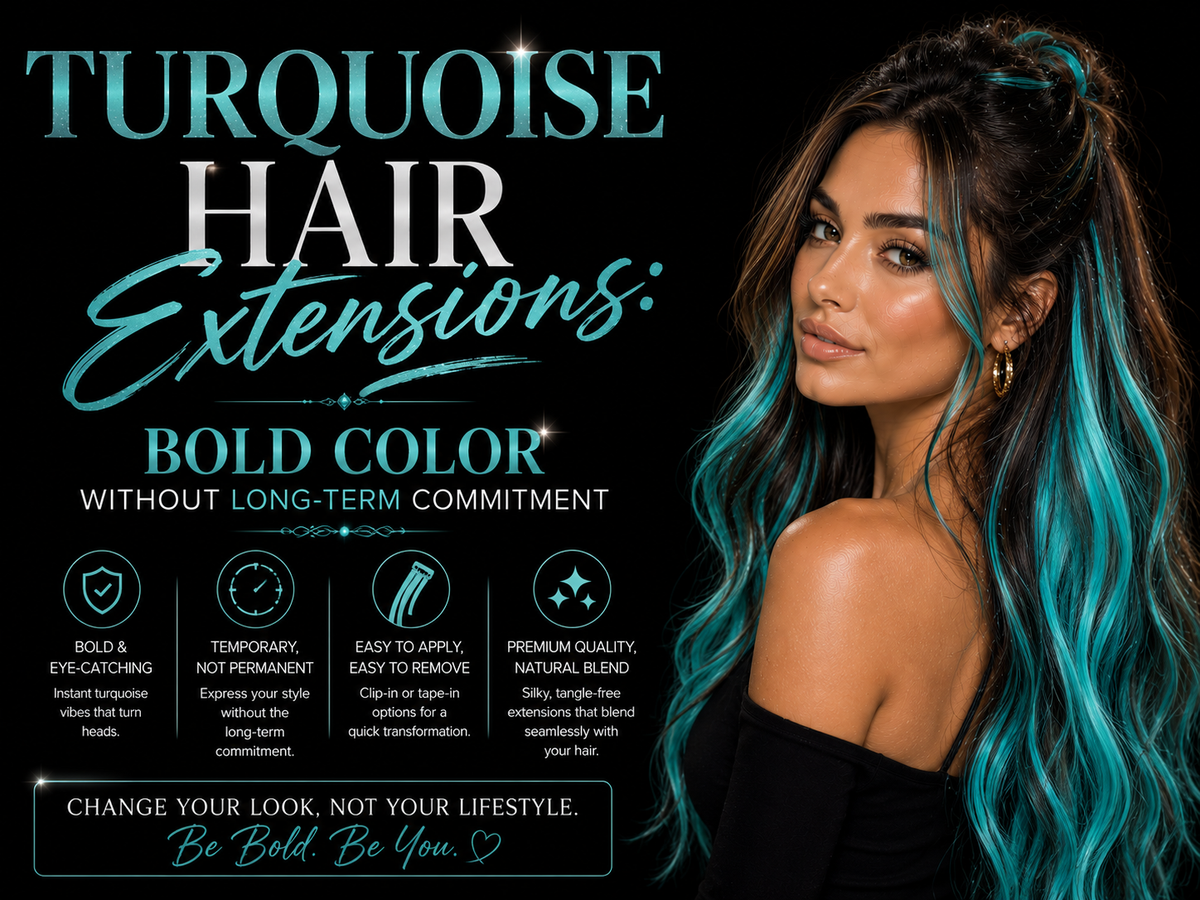 Turquoise Hair Extensions: Bold Color without Long-Term Commitment