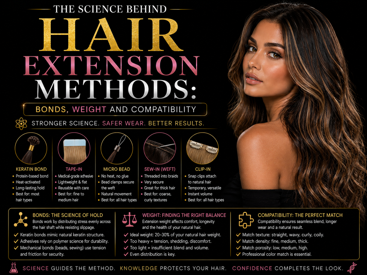 The Science Behind Hair Extension Methods: Bonds, Weight and Compatibility