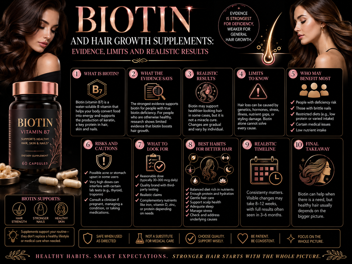 Biotin and Hair Growth Supplements: Evidence, Limits and Realistic Results