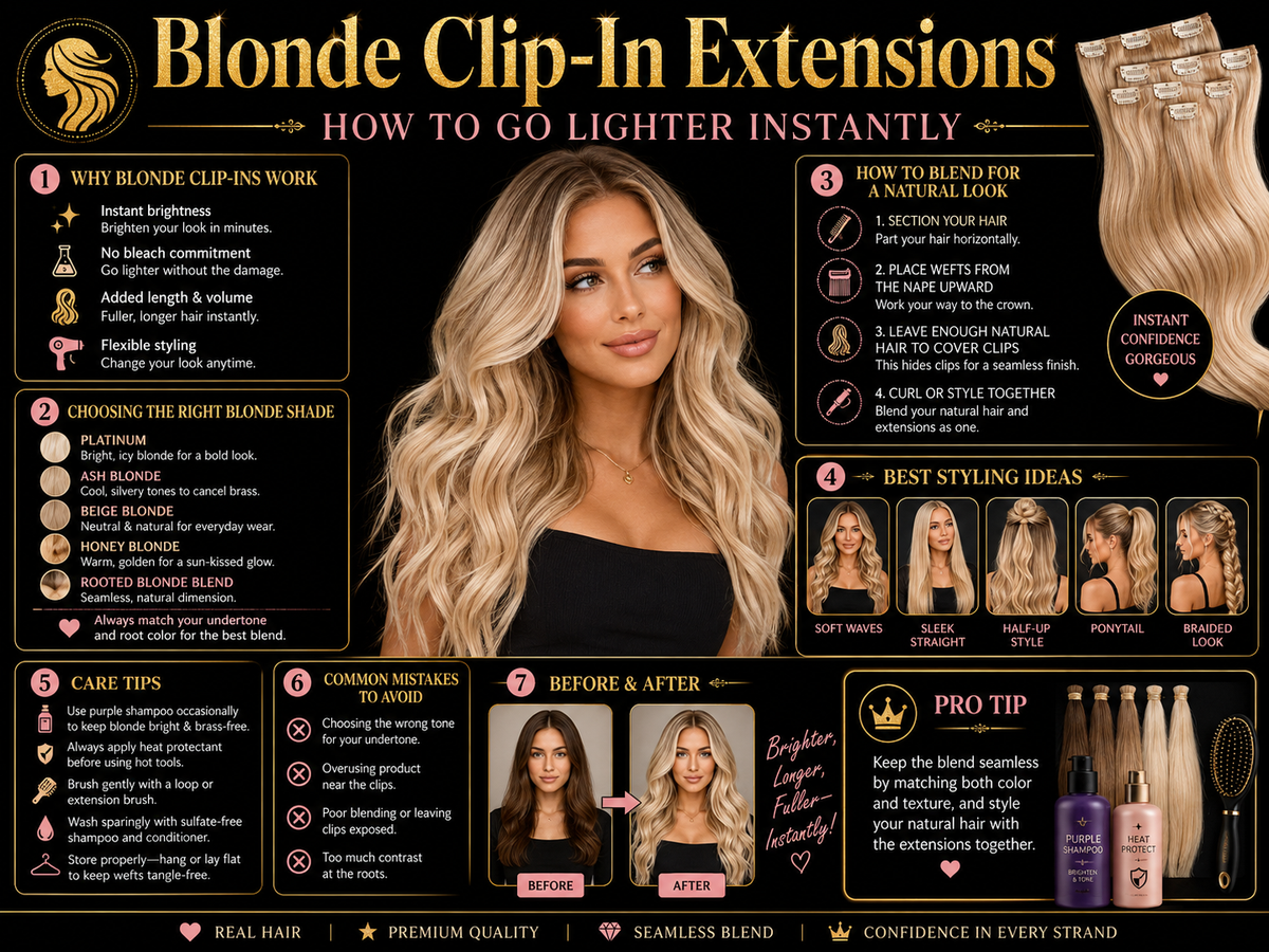 Blonde Clip-In Extensions: How to Go Lighter Instantly