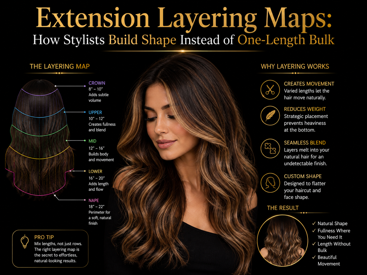 Extension Layering Maps: How Stylists Build Shape Instead of One-Length Bulk