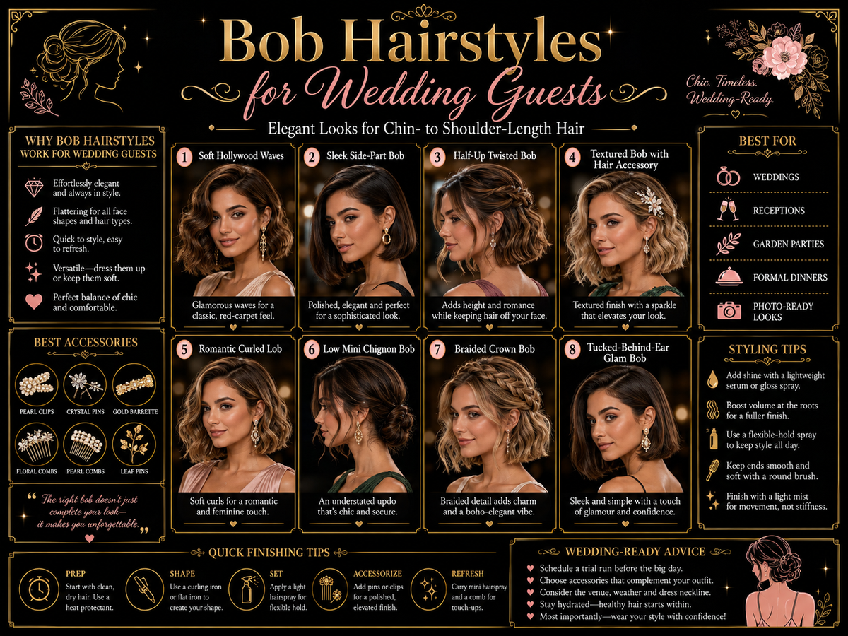 Bob Hairstyles for Wedding Guests: Elegant Looks for Chin- to Shoulder-Length Hair