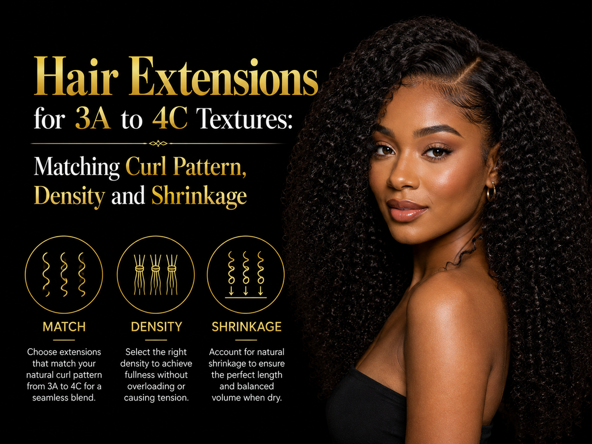 Hair Extensions for 3A to 4C Textures: Matching Curl Pattern, Density and Shrinkage