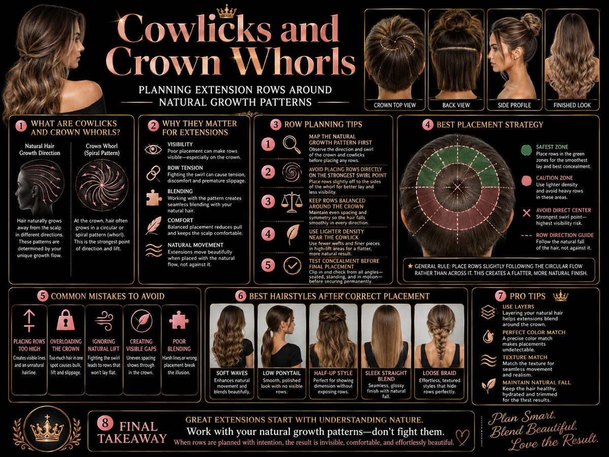 Cowlicks and Crown Whorls: Planning Extension Rows Around Natural Growth Patterns