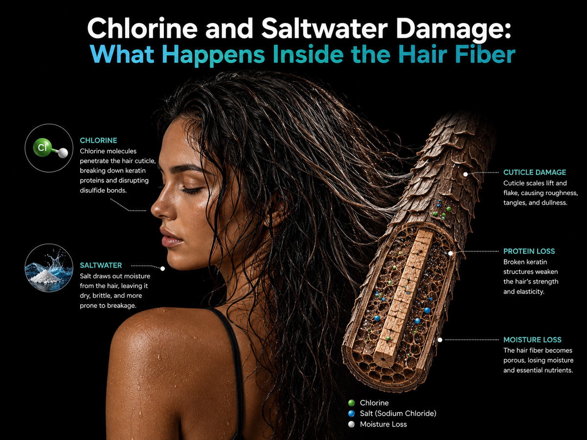 Chlorine and Saltwater Damage: What Happens Inside the Hair Fiber