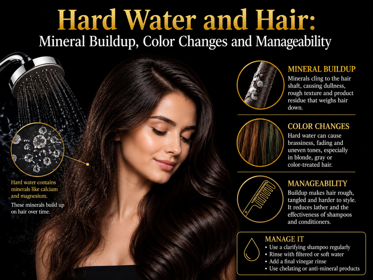 Hard Water and Hair: Mineral Buildup, Color Changes and Manageability