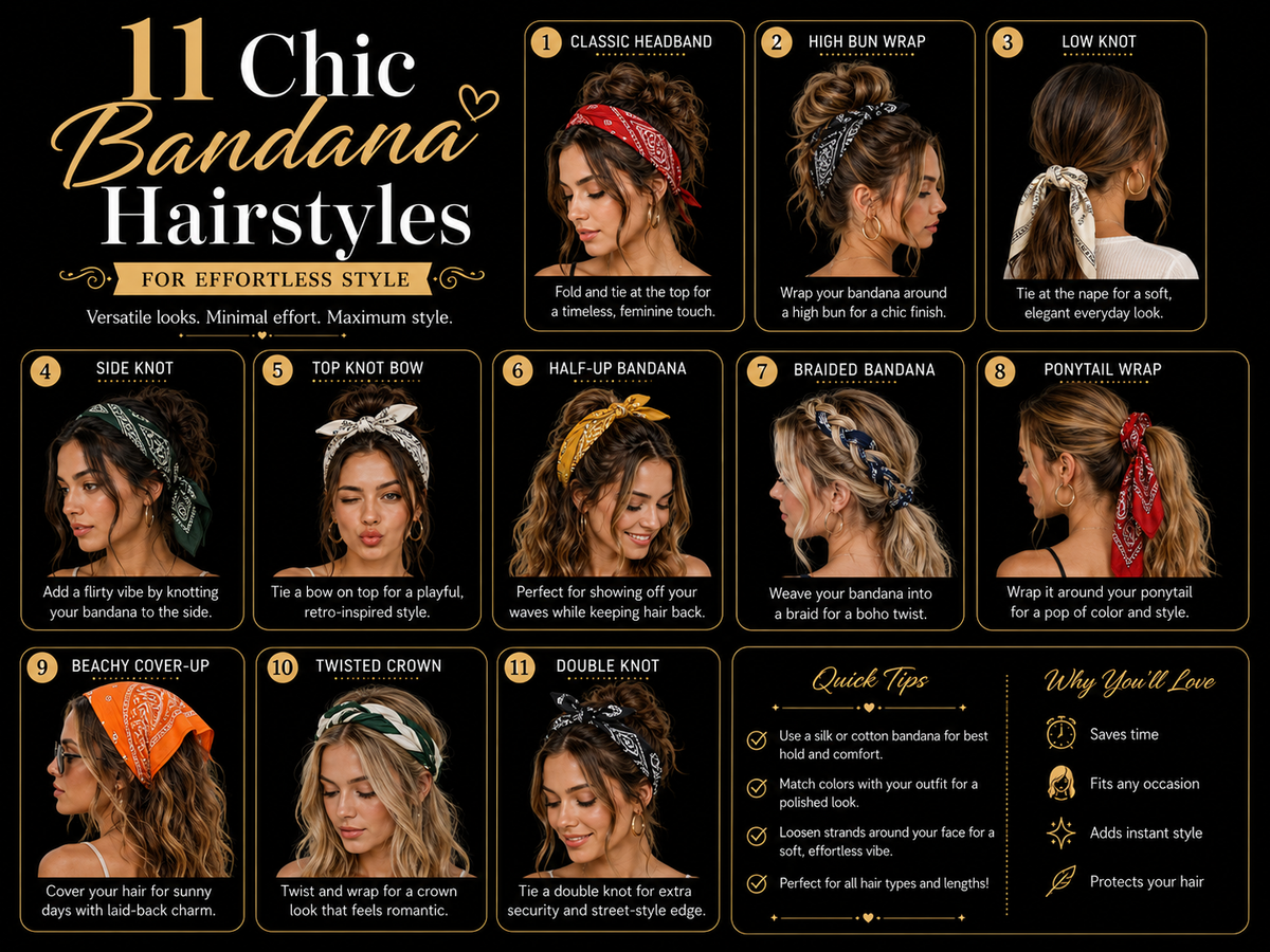 11 Chic Bandana Hairstyles for Effortless Style