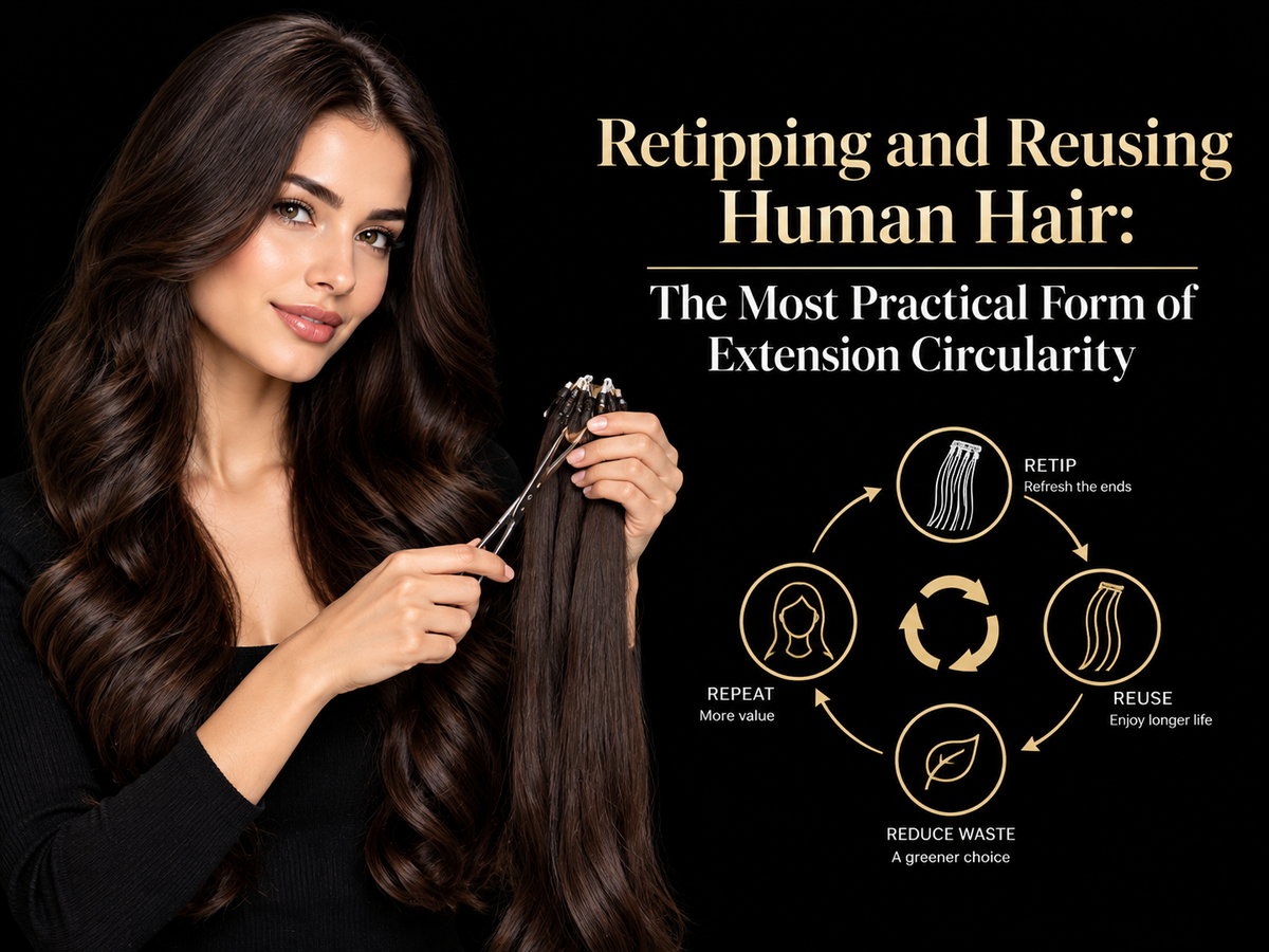 Retipping and Reusing Human Hair: The Most Practical Form of Extension Circularity