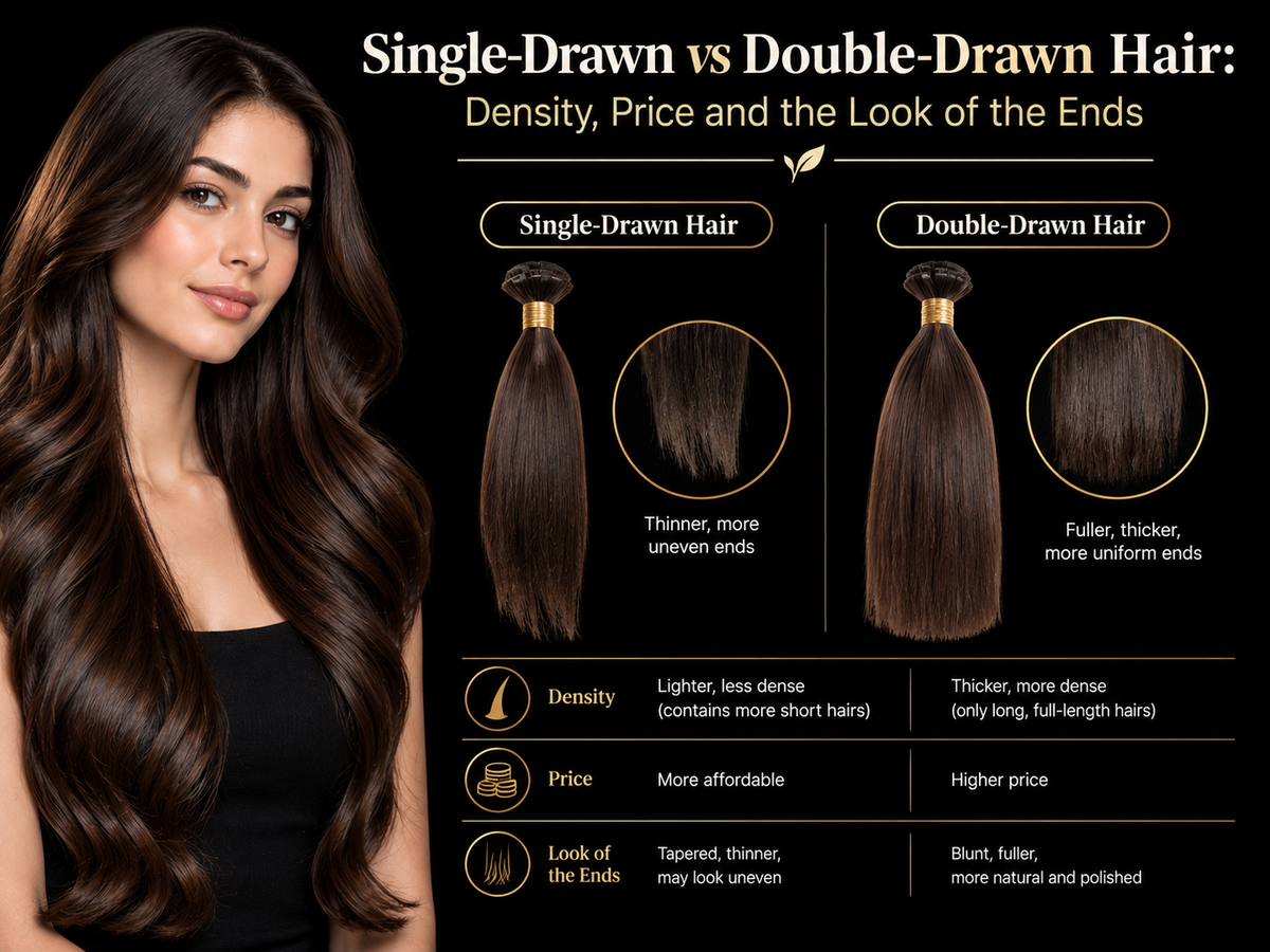 Single-Drawn vs Double-Drawn Hair: Density, Price and the Look of the Ends