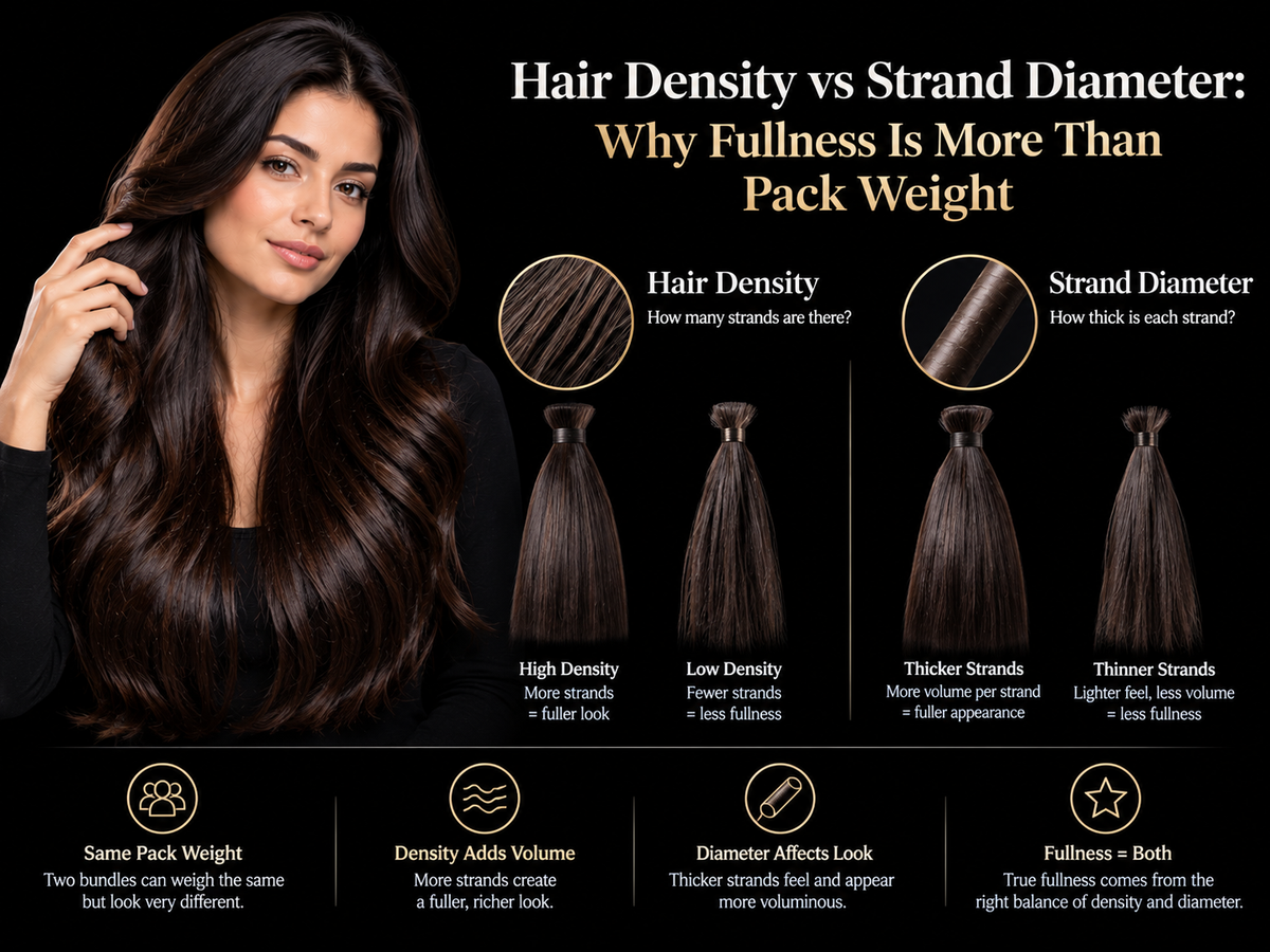 Hair Density vs Strand Diameter: Why Fullness Is More Than Pack Weight