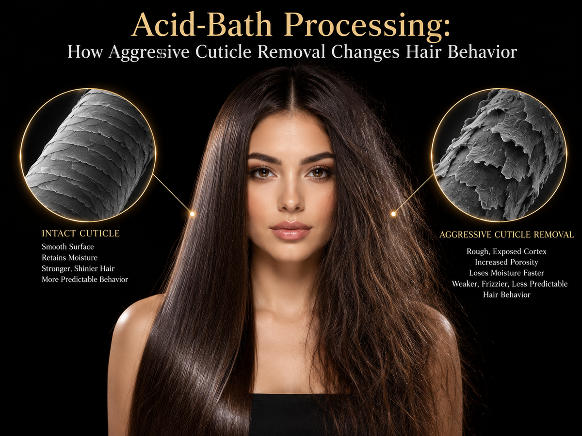 Acid-Bath Processing: How Aggressive Cuticle Removal Changes Hair Behavior