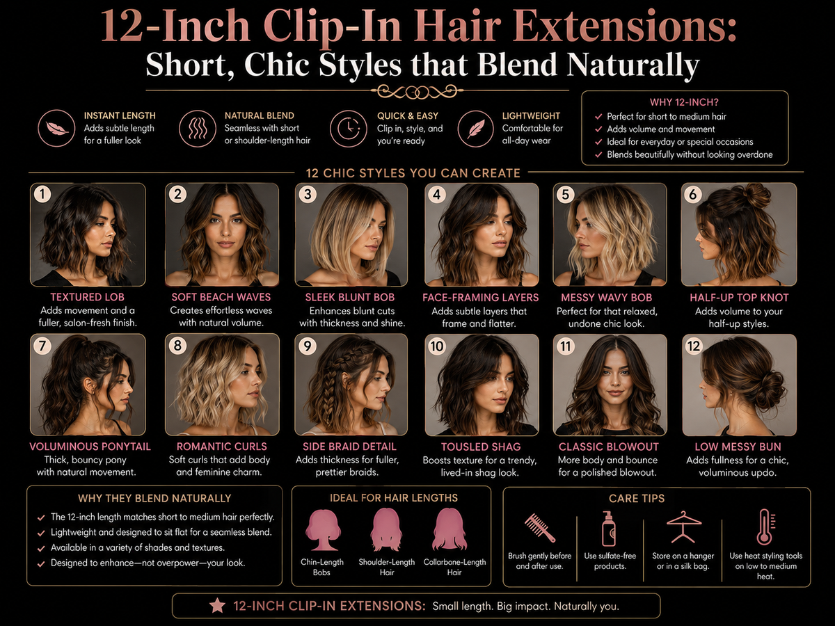12-Inch Clip-In Hair Extensions: Short, Chic Styles that Blend Naturally
