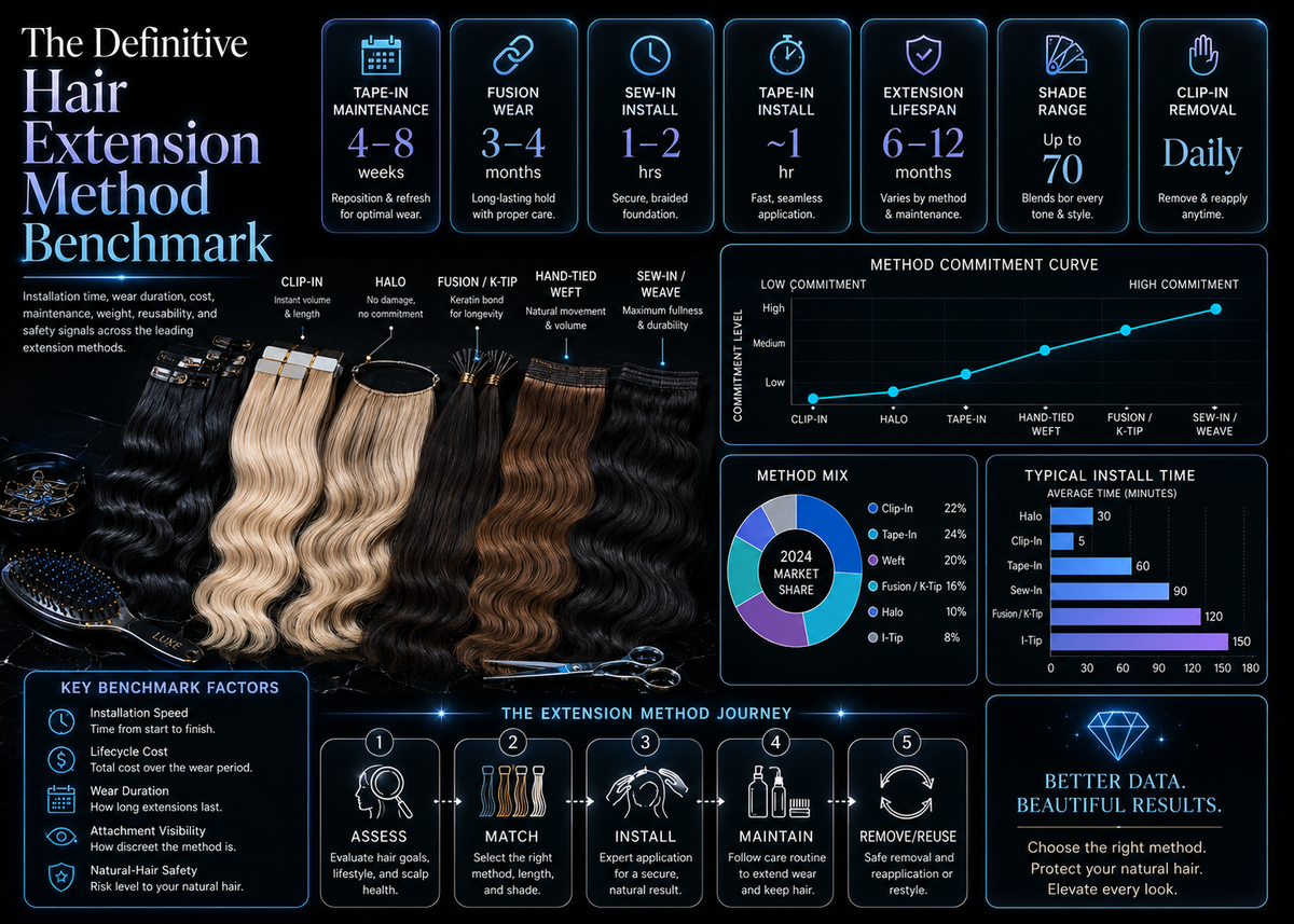 The Definitive Hair Extension Method Benchmark