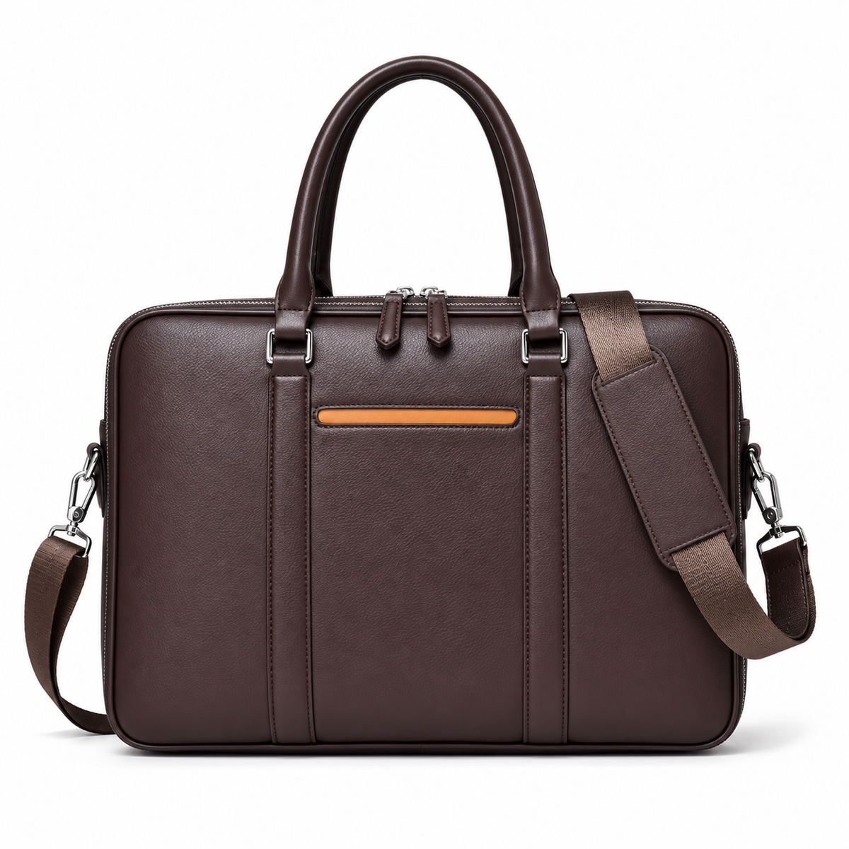 Classic Brown Leather Laptop Briefcase Bag-4