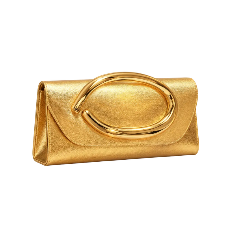 Elegant Gold Oval Handle Evening Clutch-1