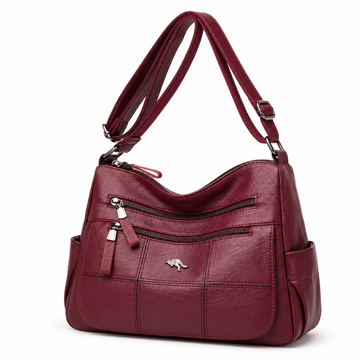 Burgundy Multi Pocket Adjustable Crossbody Bag-3