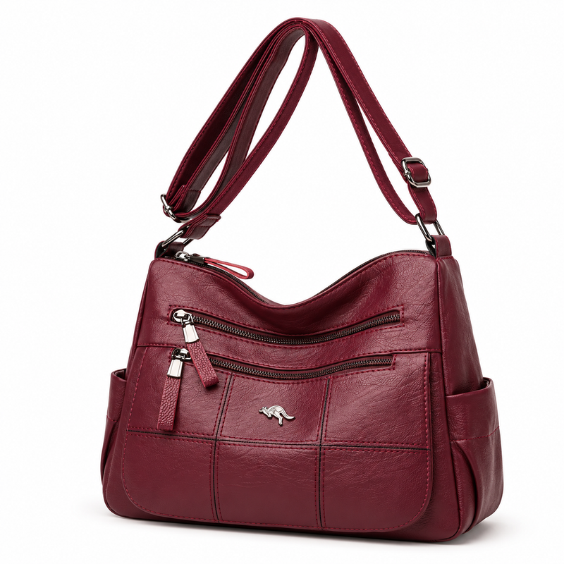 Burgundy Multi Pocket Adjustable Crossbody Bag-3